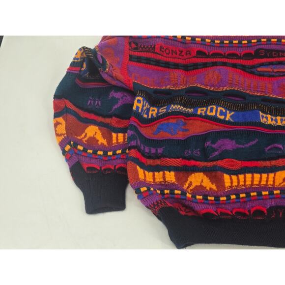 Vintage Emaroo Crazy 3D Knit Pullover Australia Theme 90s Jumper Size:14 - Picture 12 of 16